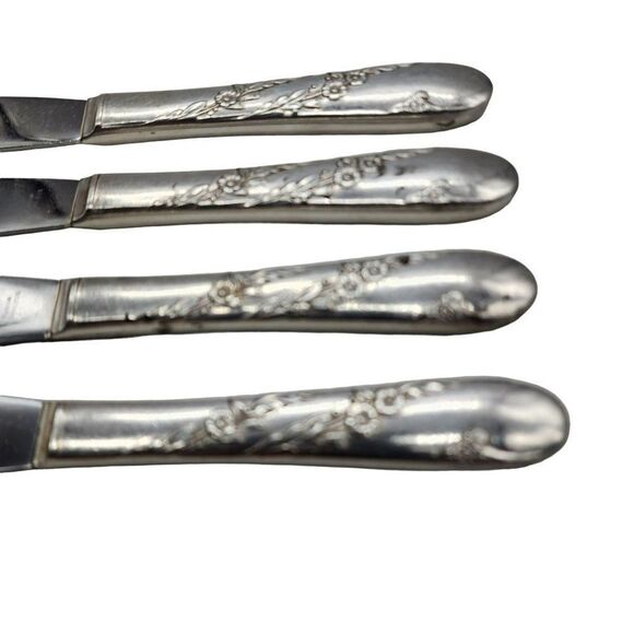 Oneida Community Dinner Knives Bridal Wreath Tudor Plate Silver Plate Set Of 4 - Picture 5 of 6